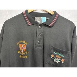 Cambridge University Collared Button Sweatshirt Men's Pullover 19 80s Vintage